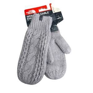 The North Face Womens Cable Knit Mitt Metallic Silver Size Small Medium New